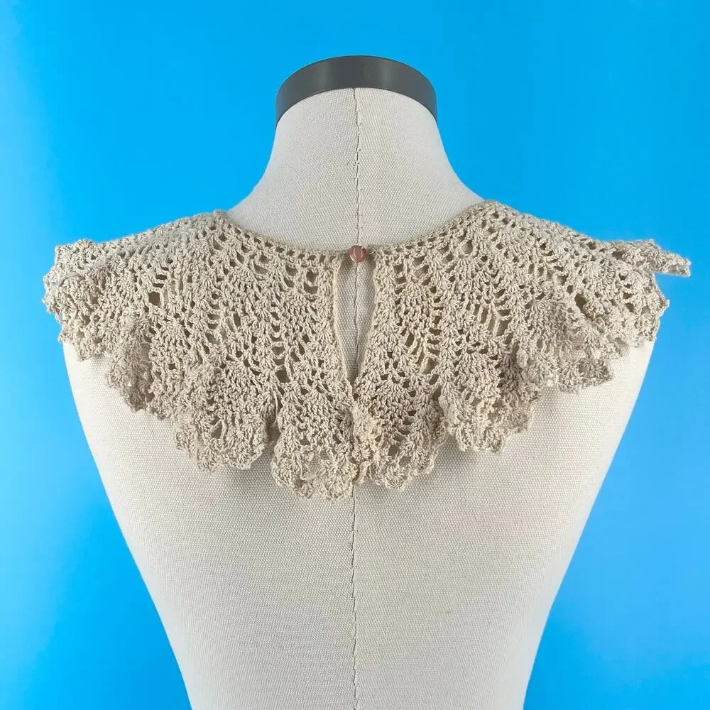 70s Crochet Collar ivory Cottage Cottagecore 1970s Vintage